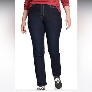 Eddie Bauer Women's Indigo Slightly Curvy High Rise Slim Straight Jeans Size 12
